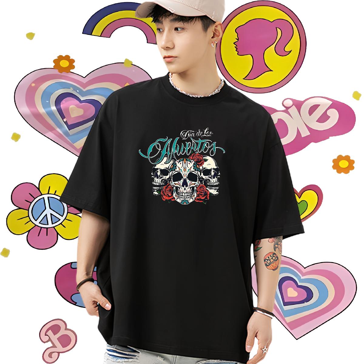Comfortable T-Shirts Daily Outfit Breathable Crew Neck Cotton Men Clothes T-Shirt Custom Black White Tops Tees