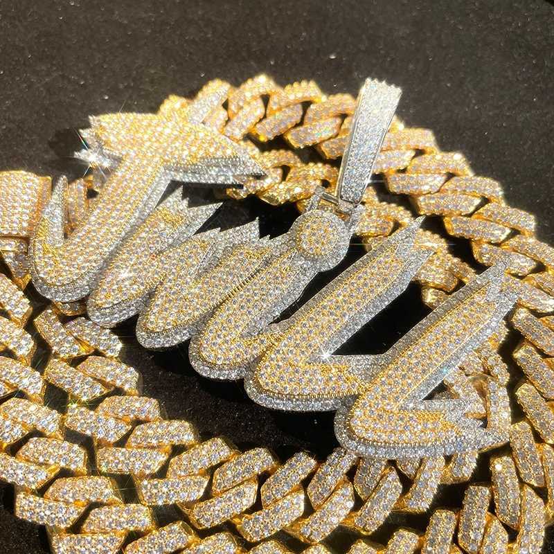 Custom Name Necklace Gold Diamond Jewelry Moissanite Vvs Diamond Chain Personalised Letter Pendant For Women