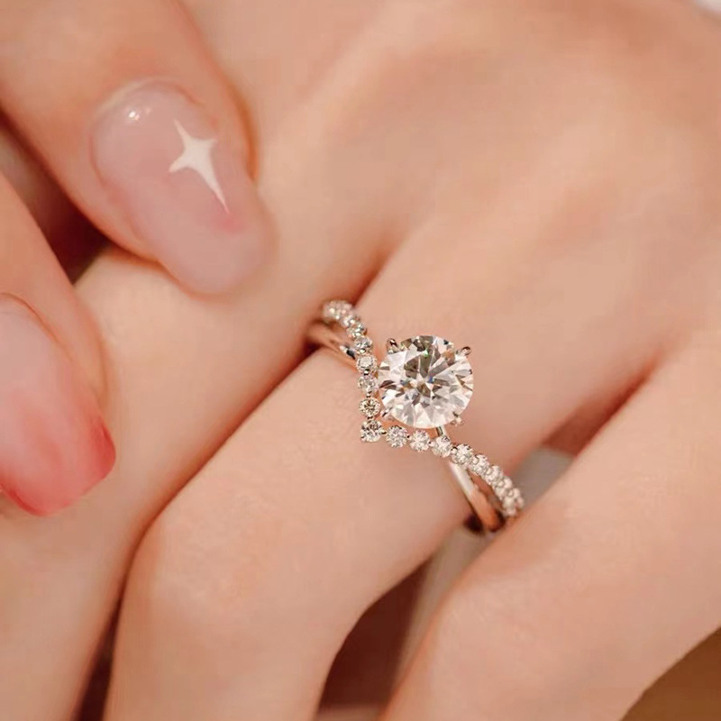 1CT Moissanite Diamond Wedding Rings Simple Fashion Jewelry Real 925 Sterling Silver Zircon Eternity Women Finger Ring For Lover Gift