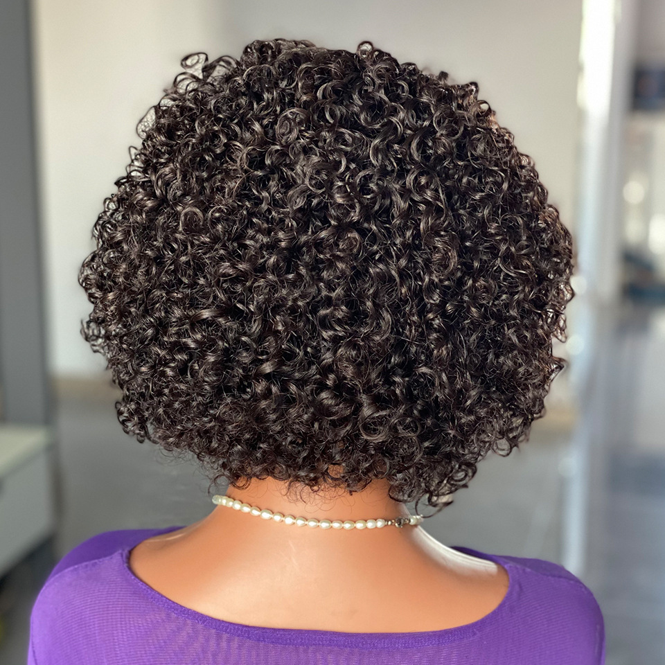 180% Density Curly Pixie Cut Frontal Wigs Human Hair Headband Women Short L Part Wigs Brazilian Kinky Curly Natural Black