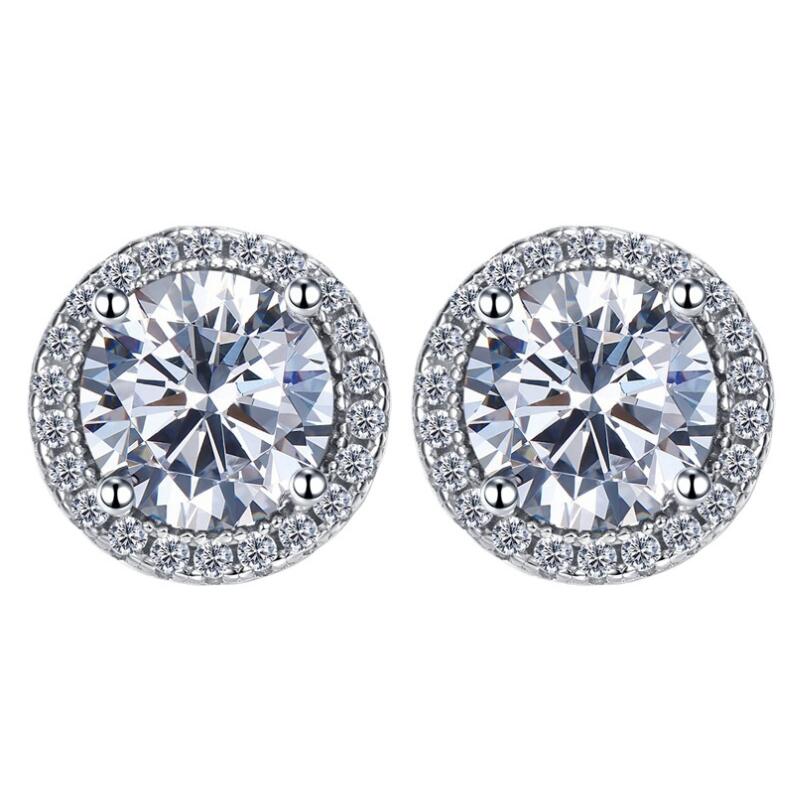 Ins Top Sell Stud Earrings Moissanite Dia Simple Fashion Jewelry Round Cut Gemstones Party High Quality Eternity Classical Women Circle Earring Gift