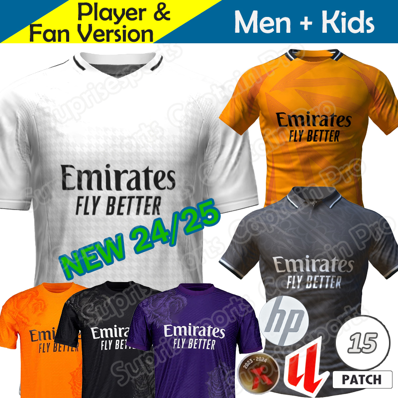 MBAPPE BELLINGHAM ReAl MaDrIDs Soccer Jersey 23 24 25 Y-3 Kids Kit 2023 2024 Home Away Third Fourth 4th Y3 Football Shirt Camisetas RODRYGO VINI JR Plus Size 4XL Purple