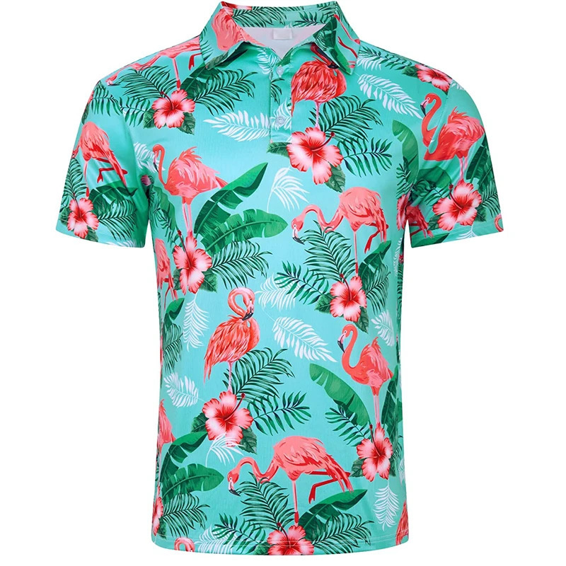 Hawaiian Flower Plants 3D Print Polo Shirts For Men Clothes Harajuku Short Sleeve Cool Button Lapel Tee Shirt Women Clothes 240601