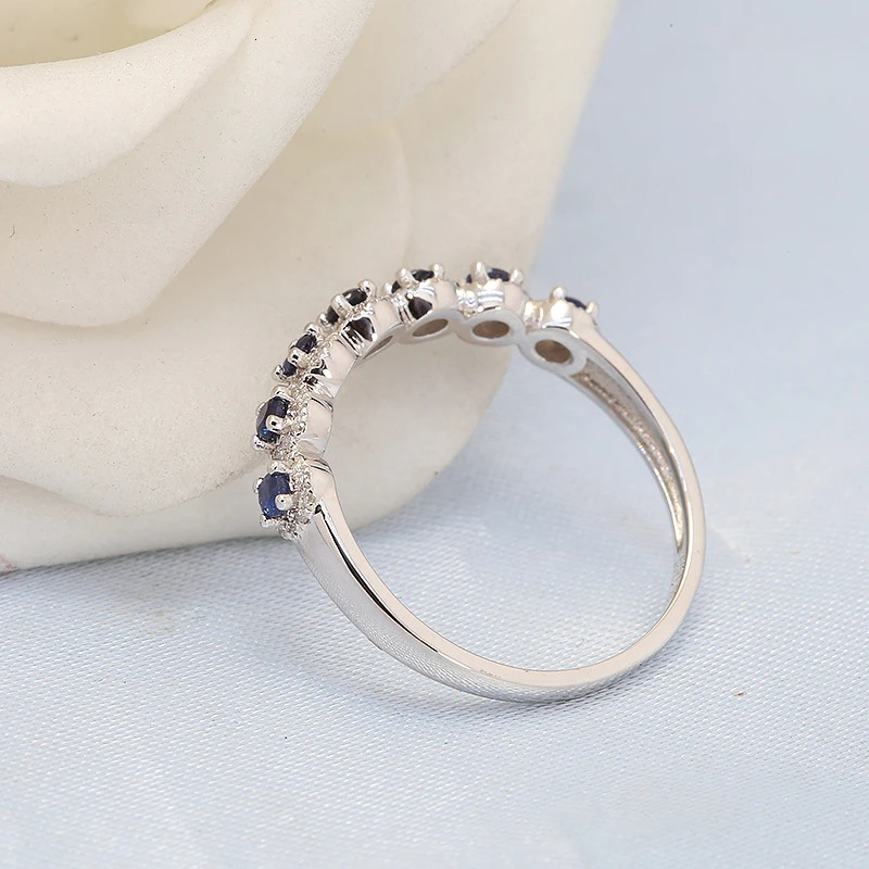 AEAW 10K White Gold lab Sapphire 0.21ct 0.15ct Ring for Women Handmade Engagement Bride Anniversary Gift Fine Jewelry 240530