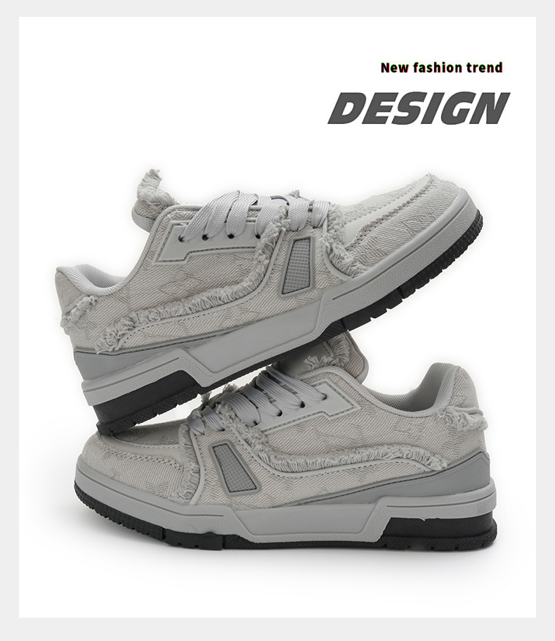 shipping 2024 fringe Free Denim casual with flat soles design sense of niche trendy couples chic Hong Kong style sports shoes Lhshoe