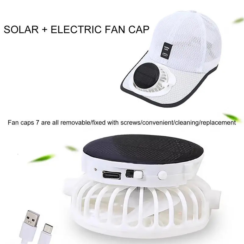 Solar Fan Caps Baseball Hats with Fans Baseball Hat Fan Hat Breathable Beach Hat with Cooling Fan UV Protection Hats 240601