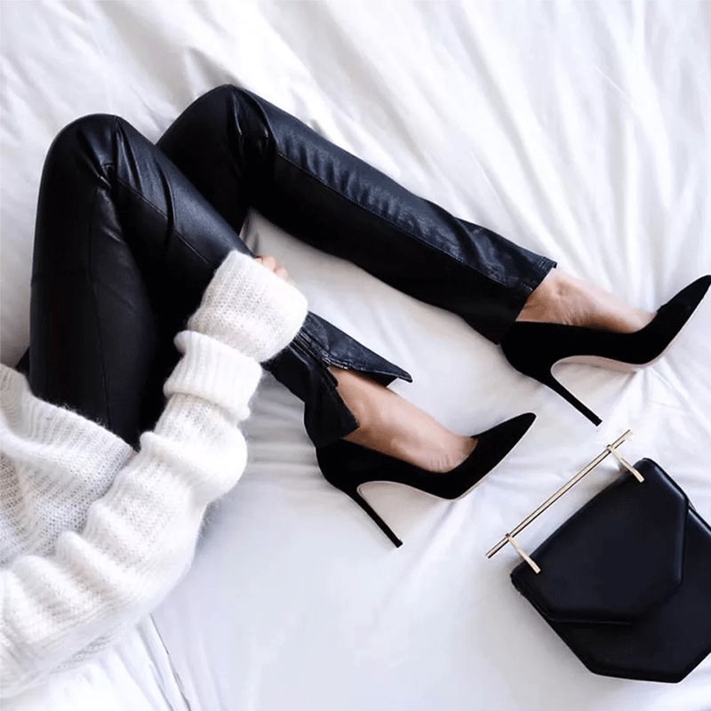 and Spring Free 2024 shopping Autumn Season New Black High Heel Shoes Women's Fine Heels Professional Versatile Pointed Dress Work 02 Lhshoe s