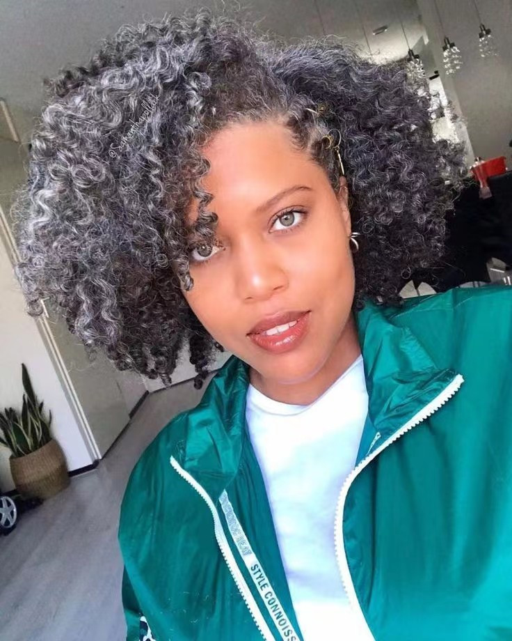 Short gray lace front wigs human hair salt pepper color kinky curly grey wigs brazilian remy glueless wigs weaving cap silver grey natural