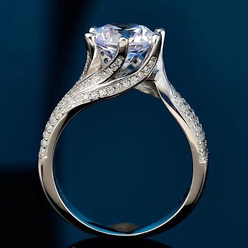 5CT Large Moissanite Diamond Crown Wedding Rings Sparkling Elegant Luxury Jewelry Real 925 Sterling Silver Round Zircon Party Women Engagement Band Ri