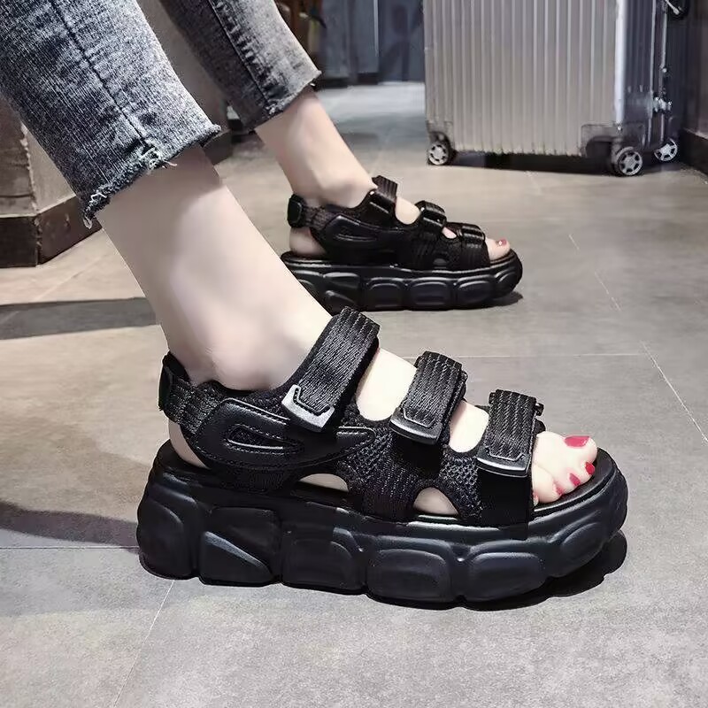 Summer Lovely Sequins Sandals High Quality Fashion New Comfortable Versatile Platform Loose Cake Casual Women's Shoes