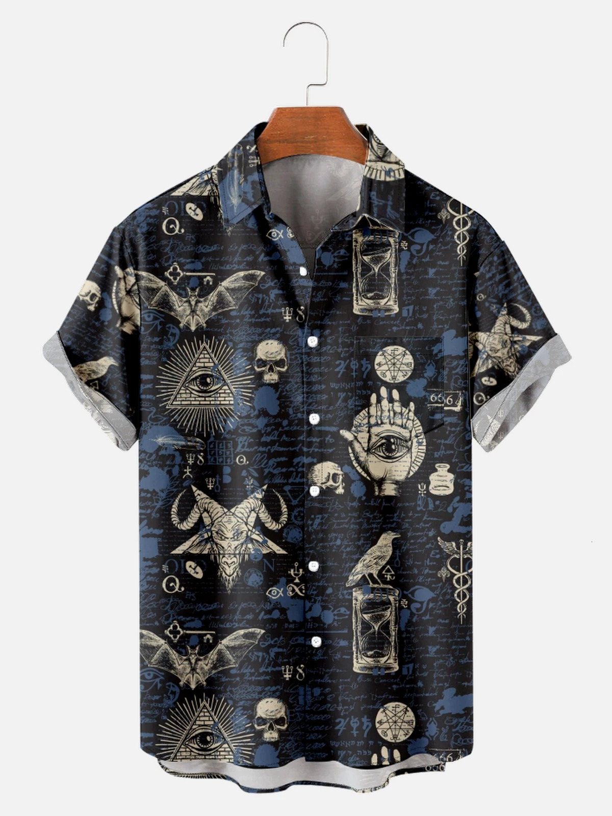 Hawaiian Shirts For Mens Skull Summer Casual Short Sleeve Y2k High Quality Oversized Streetwear Vintage Beach Tops Clothing 240529
