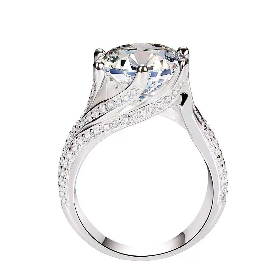 5CT Large Moissanite Diamond Crown Wedding Rings Sparkling Elegant Luxury Jewelry Real 925 Sterling Silver Round Zircon Party Women Engagement Band Ri