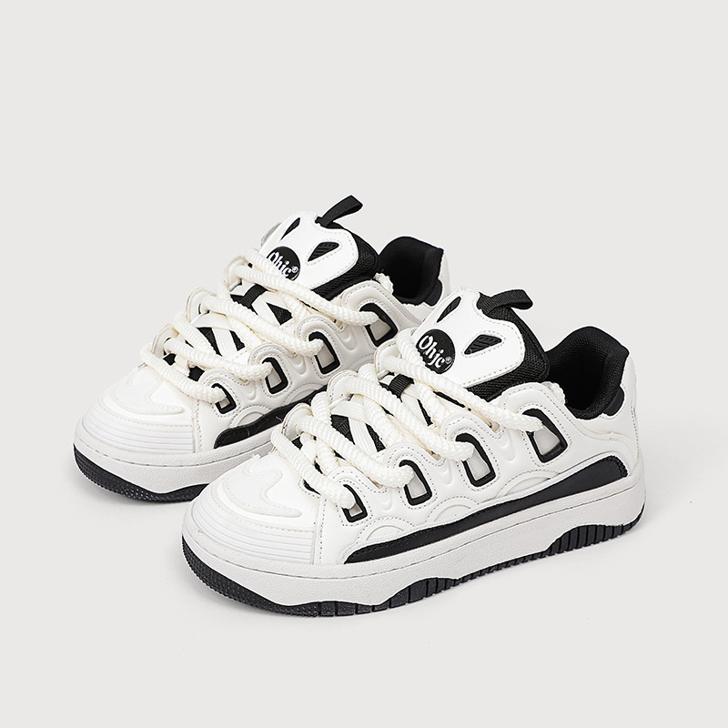 and Small niche shipping Free white for women versatile casual sports bread thick soled student board shoes Lhshoe
