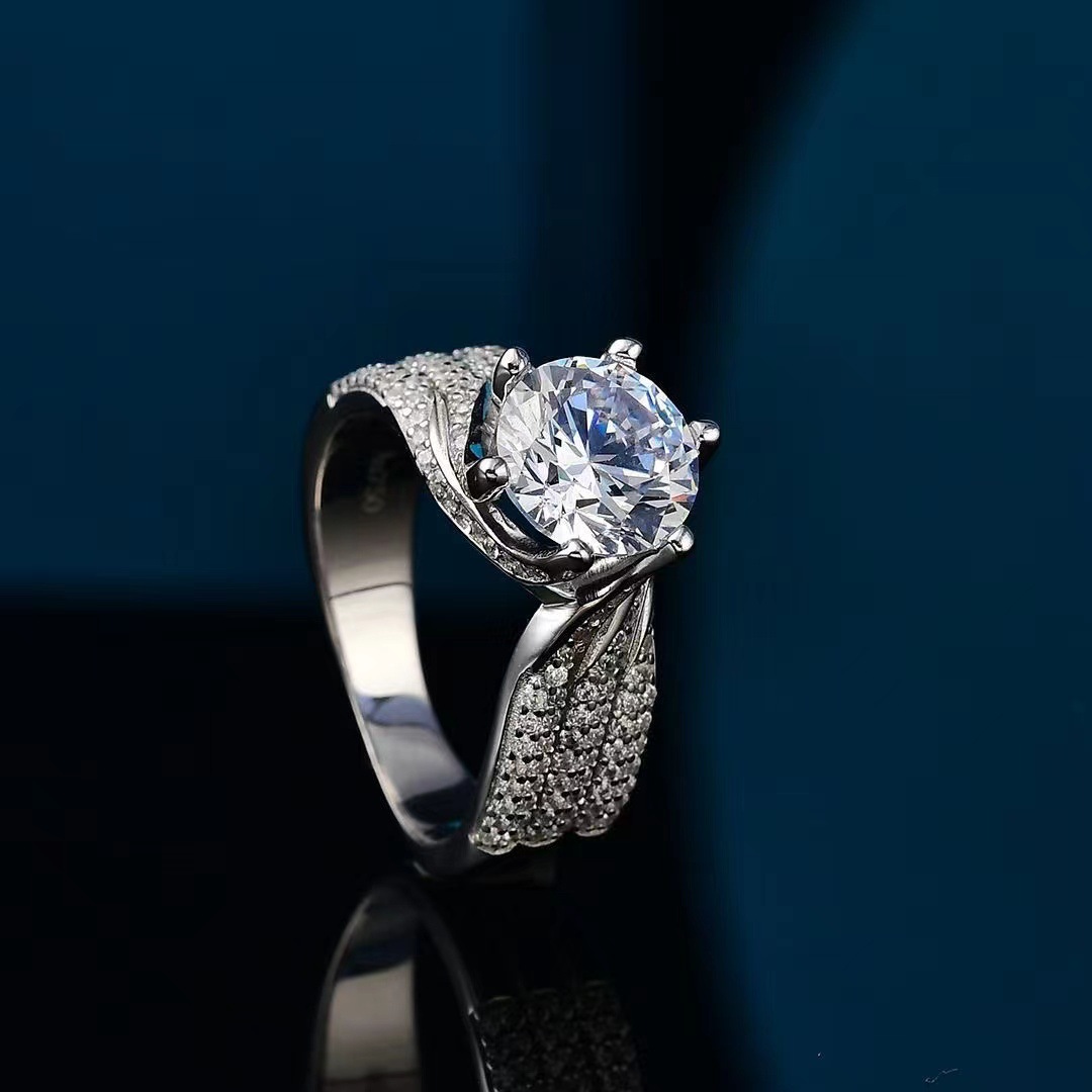 5CT Large Moissanite Diamond Crown Wedding Rings Sparkling Elegant Luxury Jewelry Real 925 Sterling Silver Round Zircon Party Women Engagement Band Ri