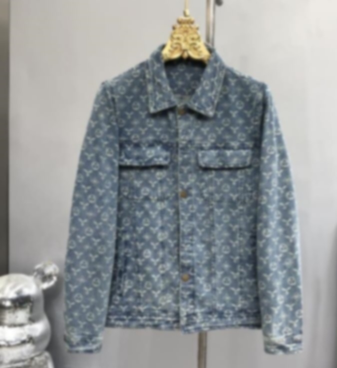 G2028 designer jacket men long sleeve plaid brand jean jacket Lapel Neck luxury denim jackets mens coat