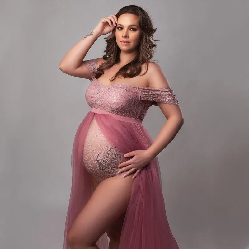 Maternity Pography Tulle Dresses Bodysuit Outfit Pregnant Woman Po Shoot Bodysuit with Tulle Dress 240529