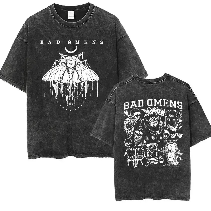 Bad Omens Band Music Tour 2024 Washed T Shirt Retro 90s Men Women Clothing Y2k Hip Hop T-shirt Casual Oversized Tees Streetwear 240529