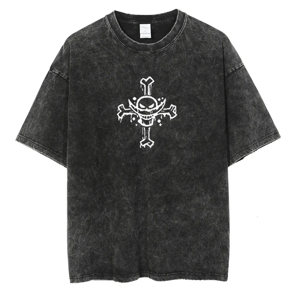 Harajuku Vintage Tshirt Streetwear Japanese Anime Graphic Print Washed Short Sleeve Oversized T-Shirt Men Casual Tees Tops 240601