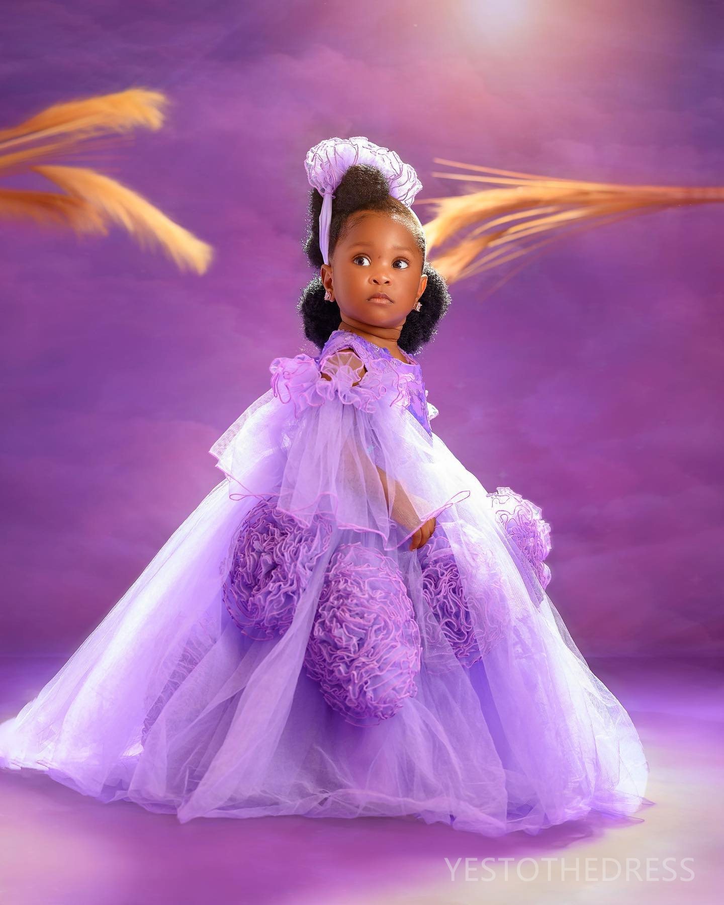 2024 Purple Little Girls Birthday Dress Flower Girl Dresses Communion Gowns Beaded Sequined Lace Tiered Tulle Hand Made Flowers Decorated Gowns for Ma