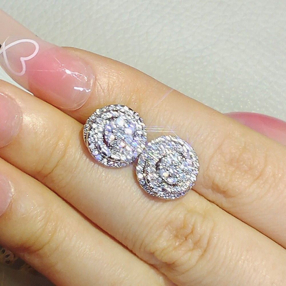 Rulalei 2024 Elegant Sterg Sier Stud Earrings with Lab Moissanite Zircon 4