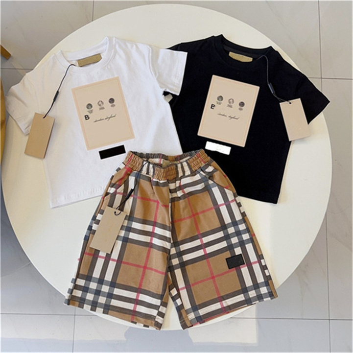 Summer new brand children's clothing designer High quality set Pure cotton shorts High-end children's casual sports set size 90cm-150cm H02