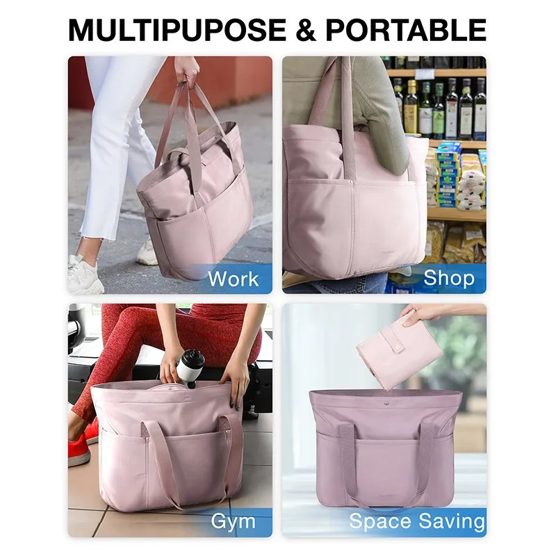 BAGSMART Large Capacity Tote Bags for Women Waterproof Foldable Beach Bag Shoulder College University Gym Shopping 240520