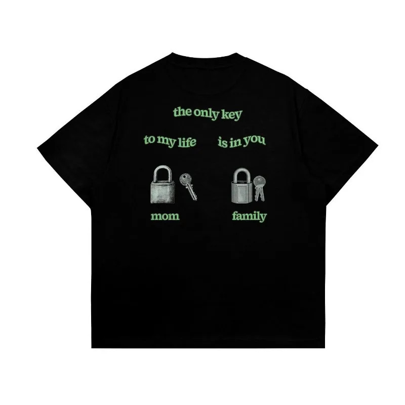 American street fashion hip hop alphabet print oversized T-shirt for men Y2k Gothic Harajuku trend loose casual couple T-shirt 240527