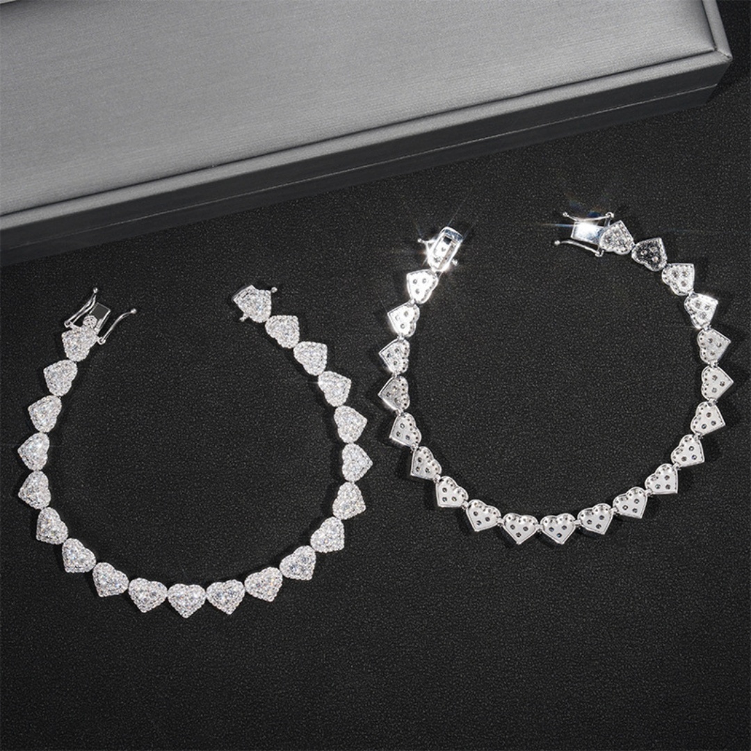 New vvs Moissanite bracelet 8mm full set hip hop hand jewelry 925 silver men's and women's fashion necklace