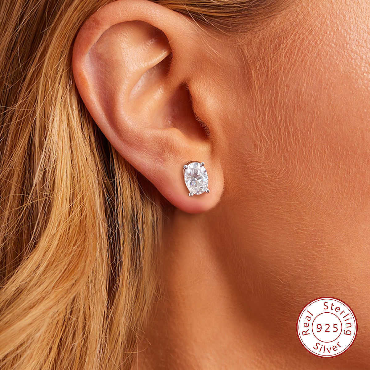 D color Sparkling 1CT 2ct Oval Cut Moissanite Diamond earring for Women Gift 925 Sterling Silver Engagement Wedding Fine Jewelry