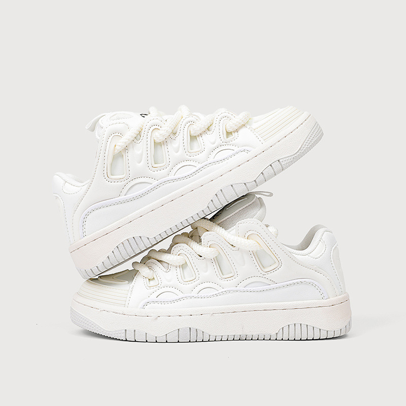 and Small niche shipping Free white for women versatile casual sports bread thick soled student board shoes Lhshoe