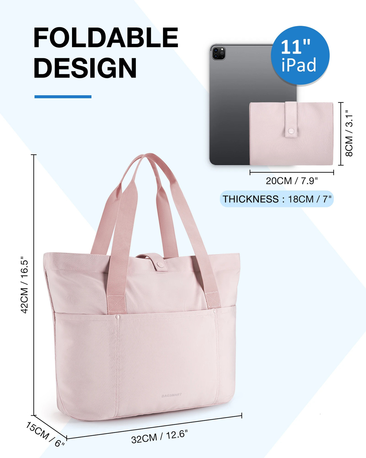 BAGSMART Large Capacity Tote Bags for Women Waterproof Foldable Beach Bag Shoulder College University Gym Shopping 240520