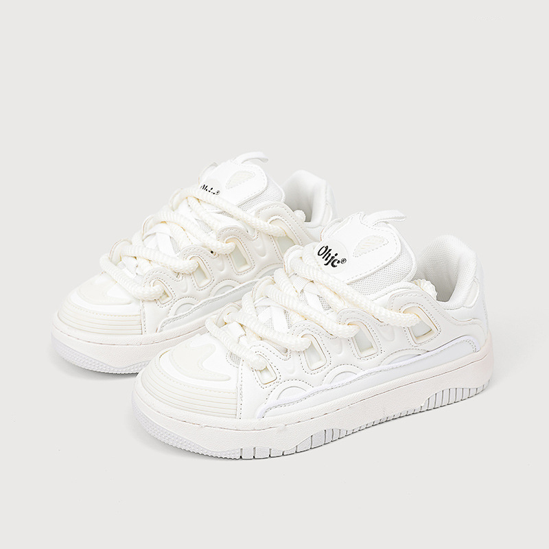and Small niche shipping Free white for women versatile casual sports bread thick soled student board shoes Lhshoe
