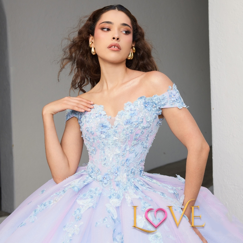 Sky Blue Lilac Shiny Quinceanera Dresses Lace Appliques Bow Beaded Tull Ball Gowns Tulle Princess Sweet 16 Dress Lace up Vestido De 15