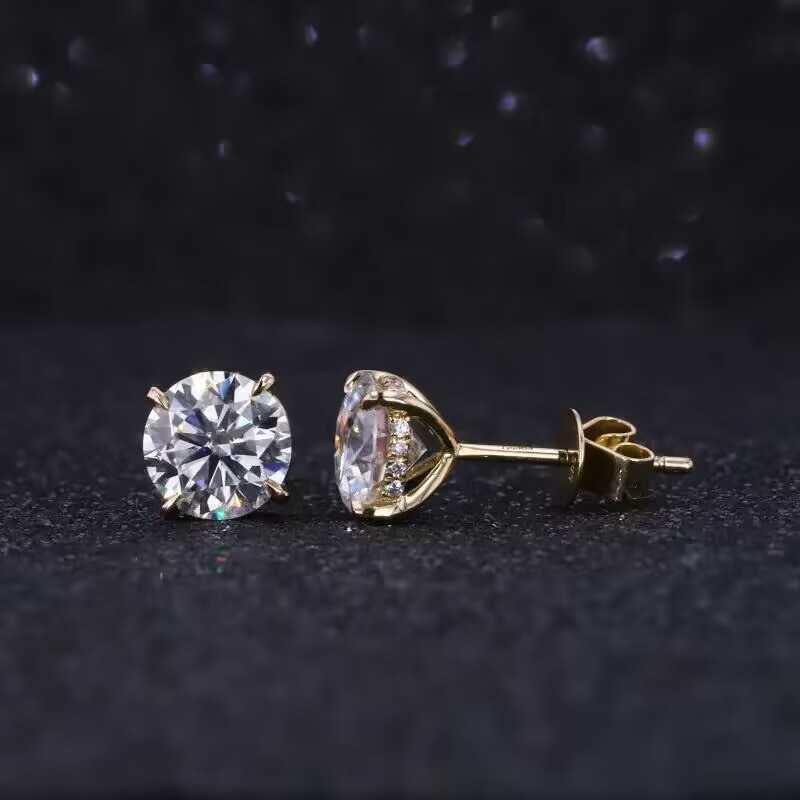 Starsgem Fine jewelry men ear rings setting 14k gold stud earring Diamond 8mm moissanite martini earrings