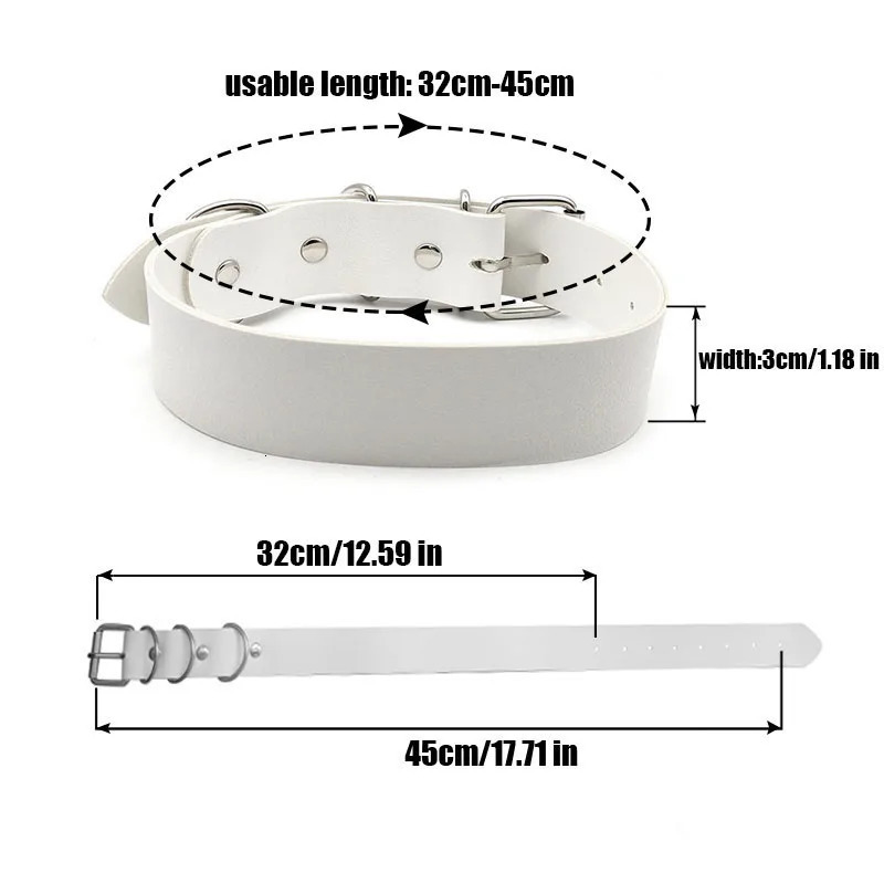 30MM Punk Gold Letters Soft White PU Leather Collars Customized Slave Choker Necklace Sexy Belt BDSM Sex Cosplay Party Jewelry 240531