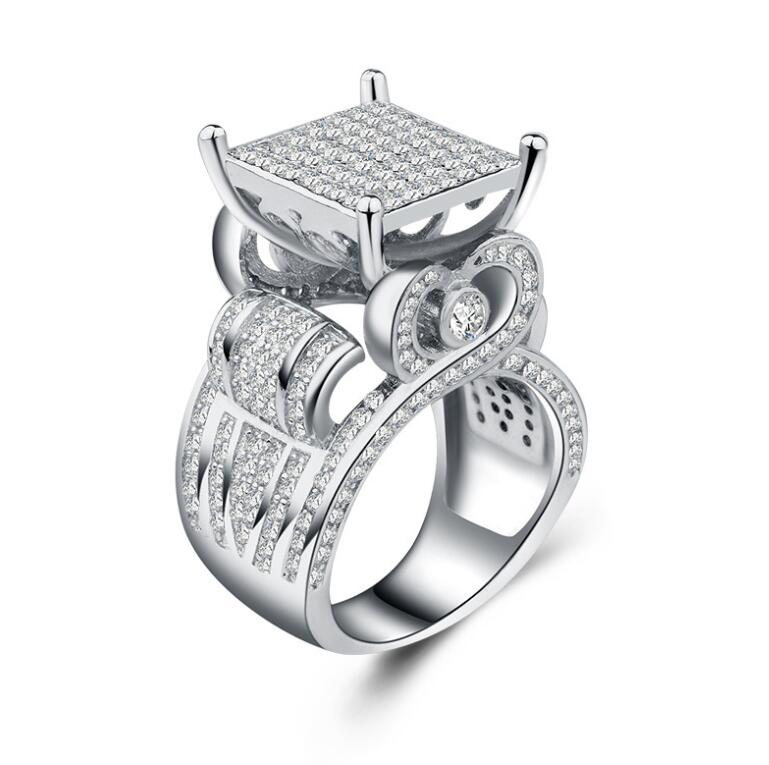Rulalei Designer Valuable Court High Carbon Diamond Ring 925 Sterling Silver 18K Gold Engagement Wedding Rings for Women Men Anniversary Party Jewelry