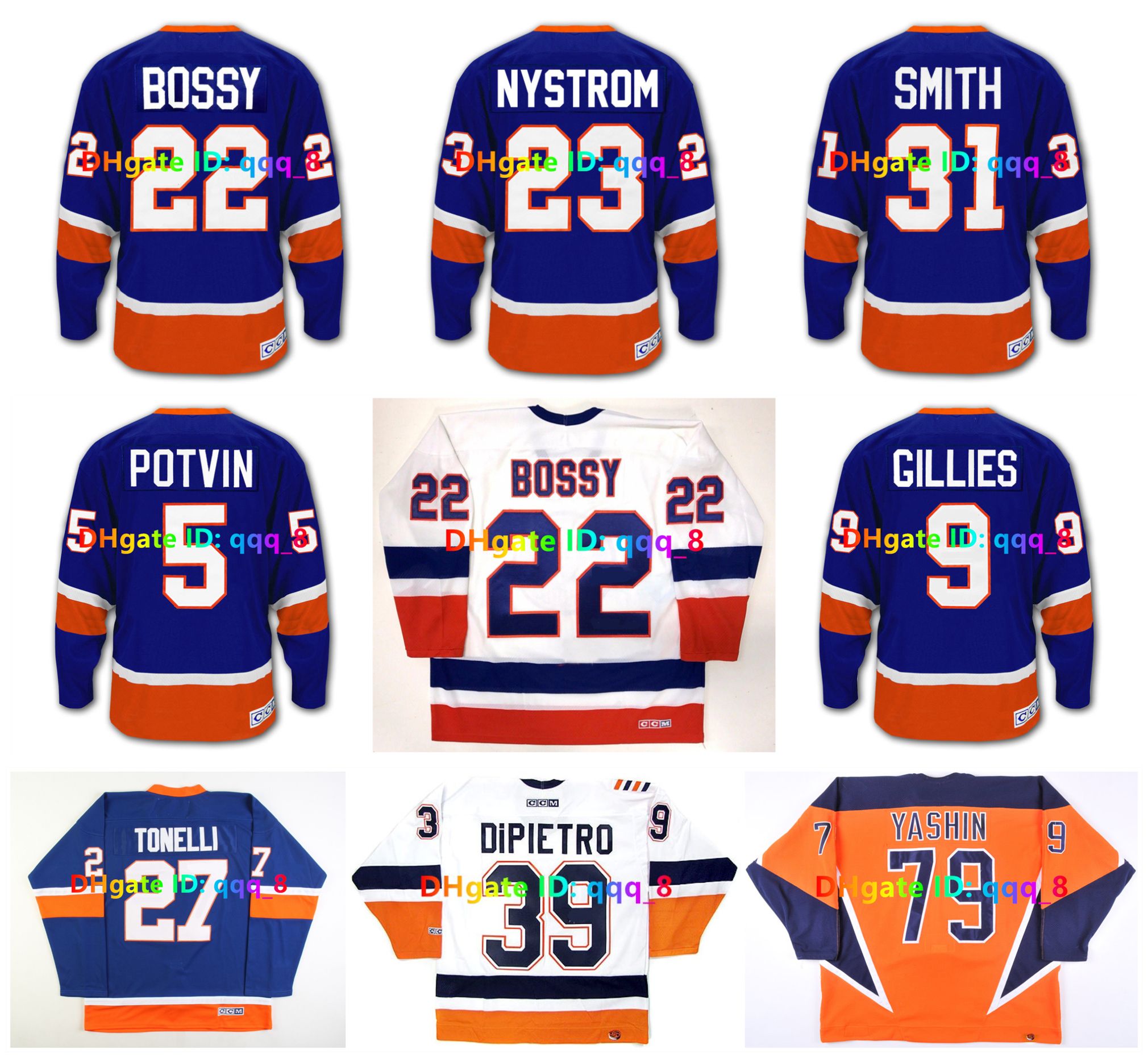 Vintage CCM DENIS POTVIN Islanders Hockey Jersey MIKE BOSSY PIERRE TURGEON GLENN RESCH MICK VUKOTA PAT LAFONTAINE RAY FERRARO BOB NYSTROM JOHN TONELLIES Size S-4XL