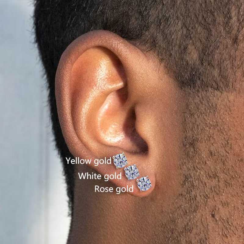 Starsgem Fine jewelry men ear rings setting 14k gold stud earring Diamond 8mm moissanite martini earrings