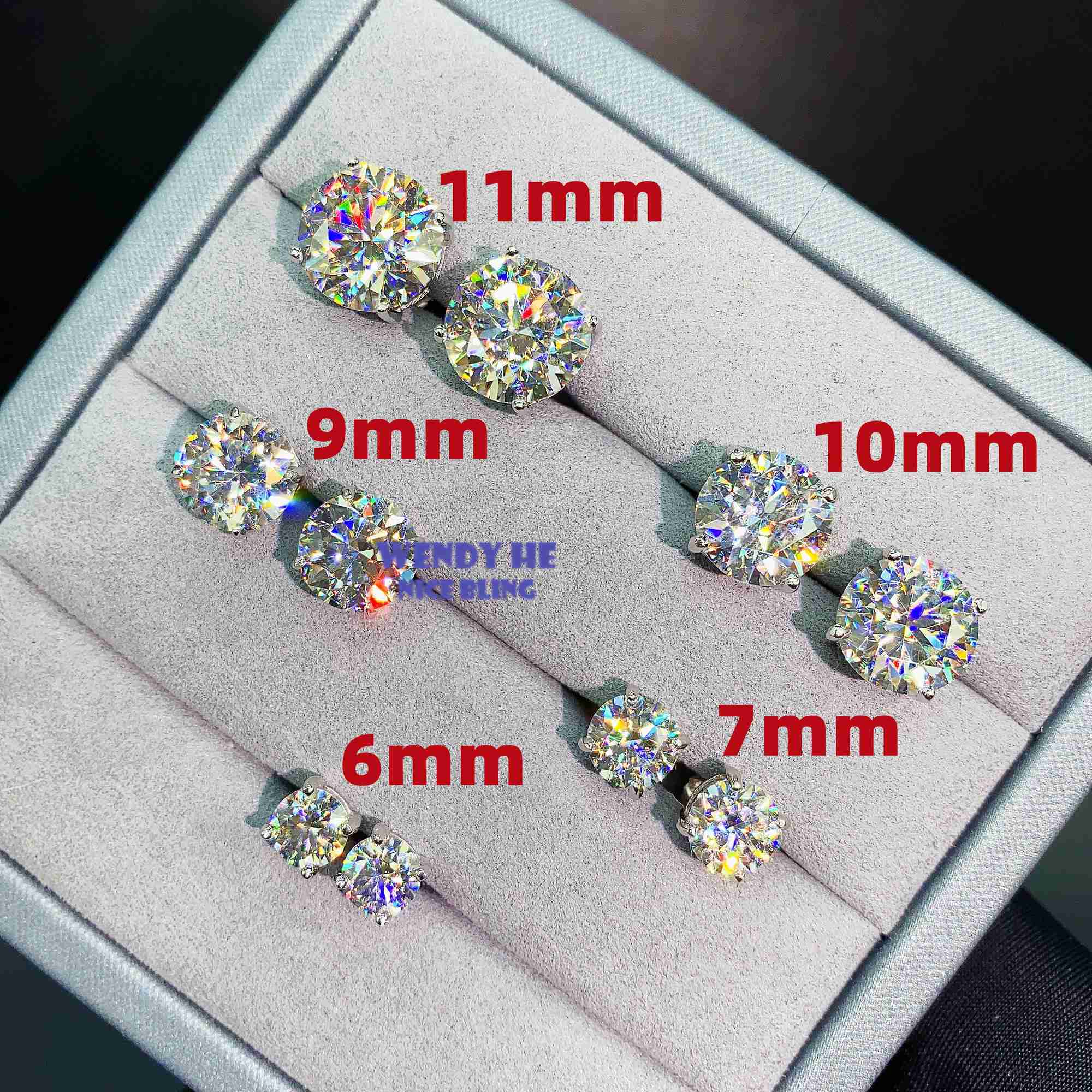 Dia VVS Round S 10K 14K Solid Gold Stud Women Men Moissanite Earrings