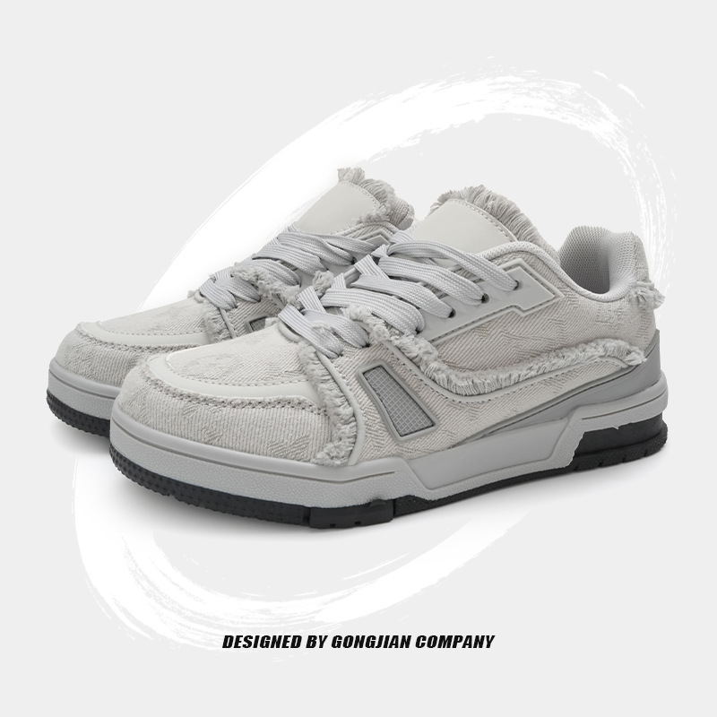 shipping 2024 fringe Free Denim casual with flat soles design sense of niche trendy couples chic Hong Kong style sports shoes Lhshoe