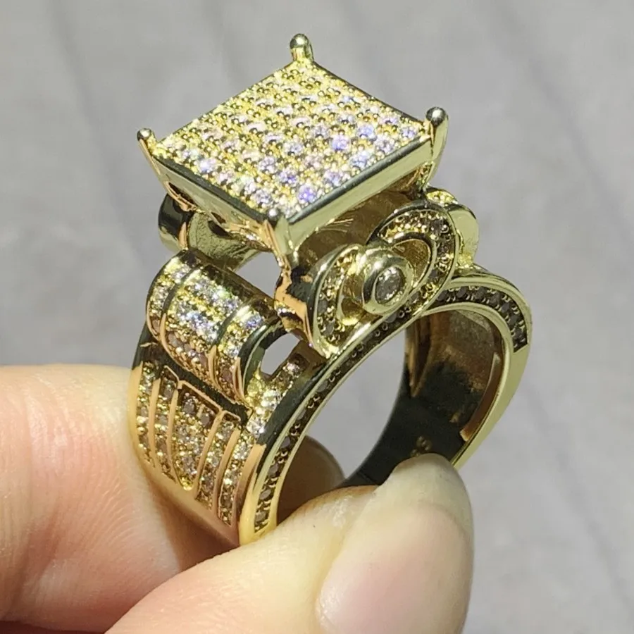 Rulalei Designer Valuable Court High Carbon Diamond Ring 925 Sterling Silver 18K Gold Engagement Wedding Rings for Women Men Anniversary Party Jewelry