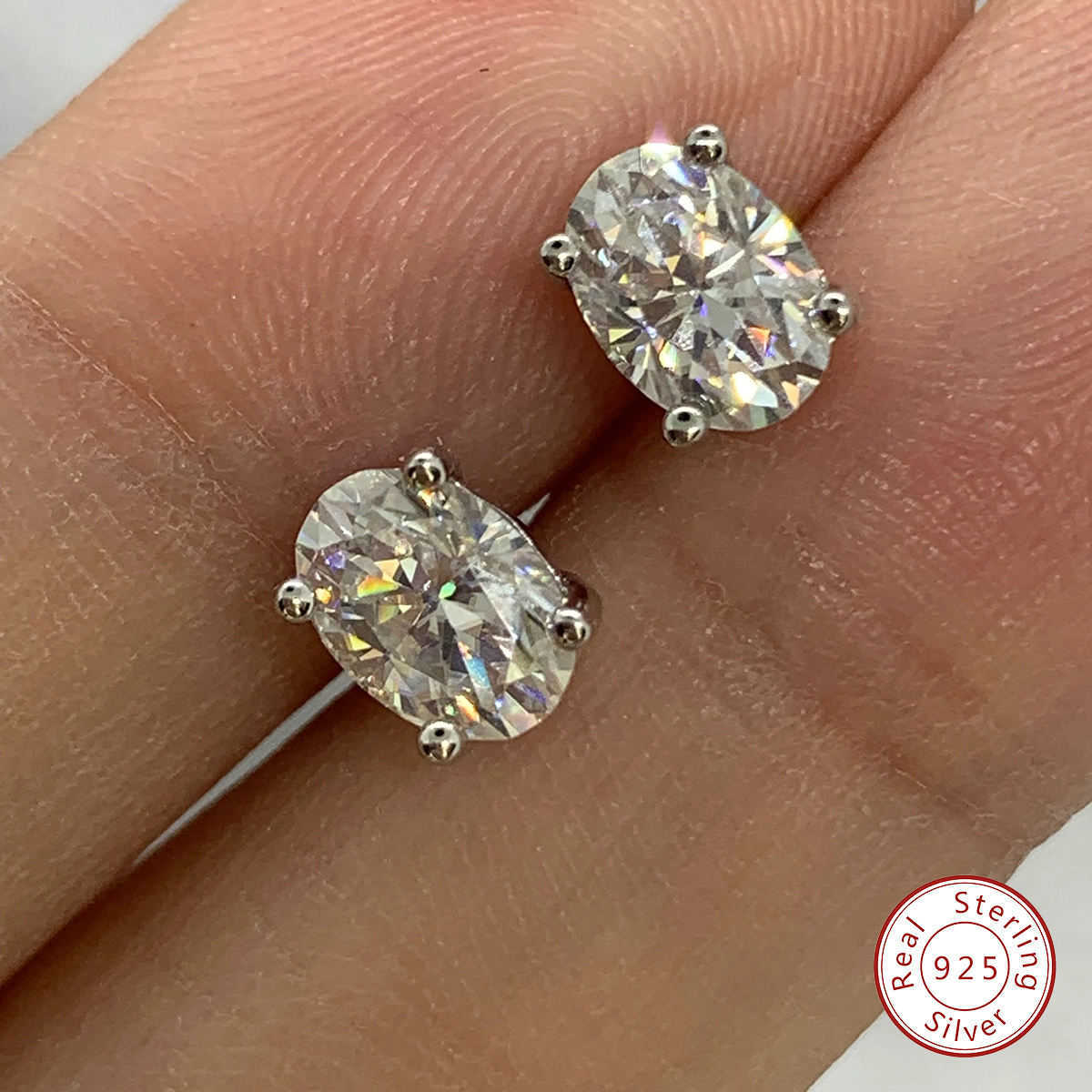 D color Sparkling 1CT 2ct Oval Cut Moissanite Diamond earring for Women Gift 925 Sterling Silver Engagement Wedding Fine Jewelry
