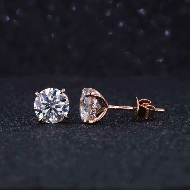 Starsgem Fine jewelry men ear rings setting 14k gold stud earring Diamond 8mm moissanite martini earrings