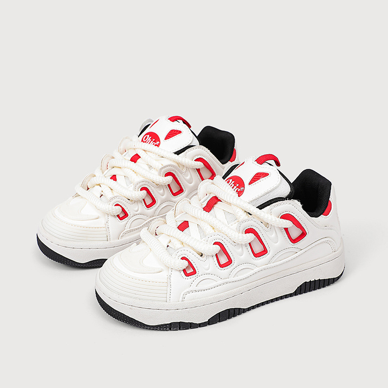 and Small niche shipping Free white for women versatile casual sports bread thick soled student board shoes Lhshoe
