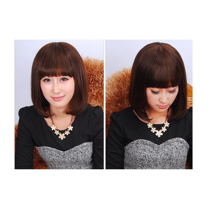 Wholesale 150% Density Short Straight Human Hair Bob Wigs Pre Plucked Bleached Knots Brazilian Non Remy Hair 10 Inch Wig