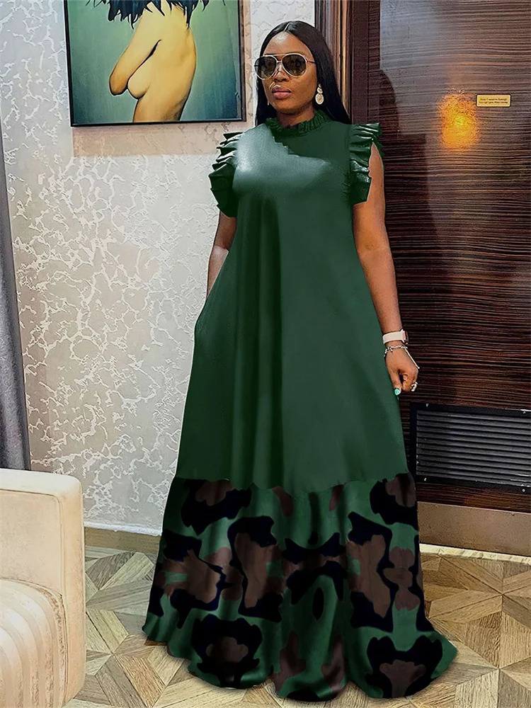 Wmstar Plus Size Dresses for Women Party Summer Clothes Patchwork Elegant Full Length Fashion Maxi Dress Wholesale Drop 240530