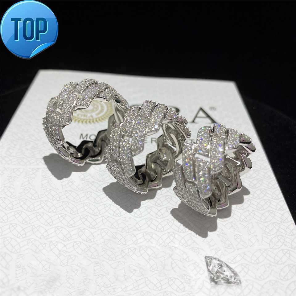 Band Rings Sterg Sier Iced Out d Color Moissanite Cuban Fine Hip Hop Vvs Dia Finger for Men
