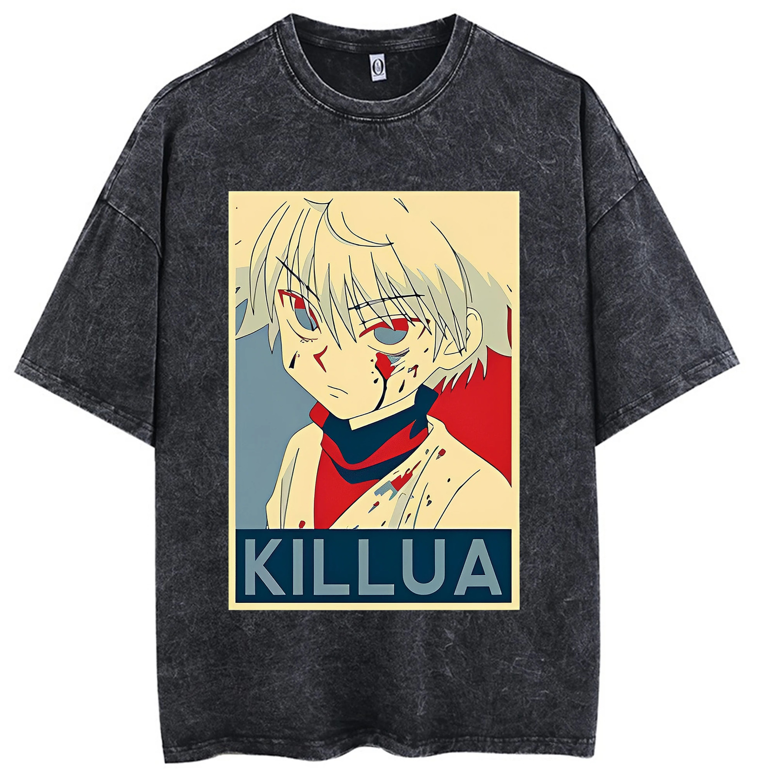 Anime HUNTERxHUNTER Acid Wash T Shirt 100% Cotton Vintage Manga Short Sleeves Tops Oversized Hip Hop Streetwear Fashion Men Tees 240601