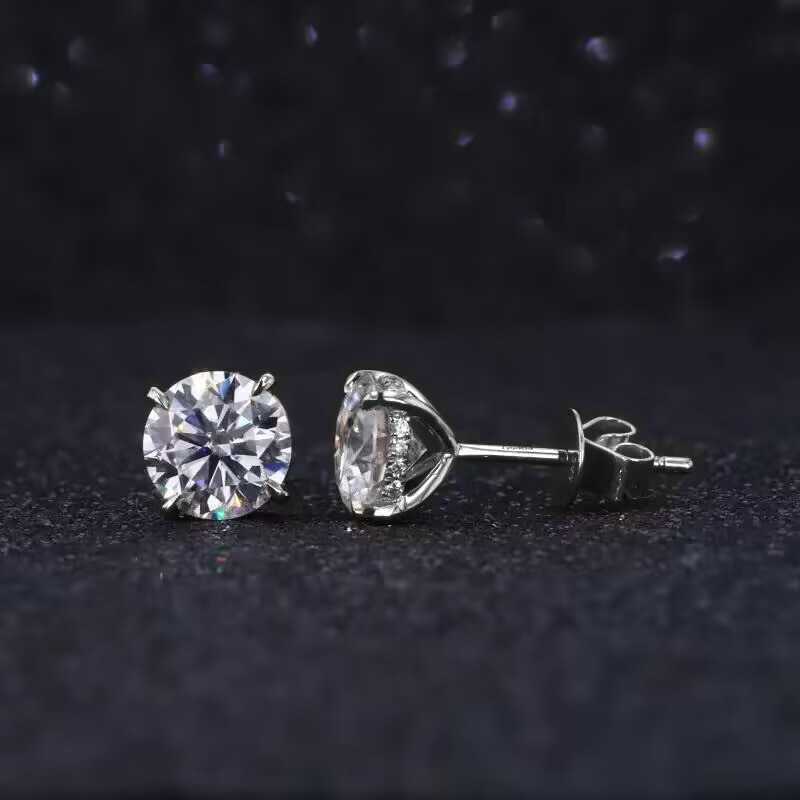 Starsgem Fine jewelry men ear rings setting 14k gold stud earring Diamond 8mm moissanite martini earrings