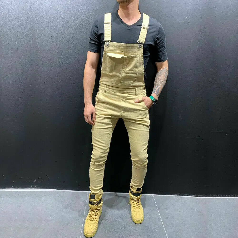 Mens Denim Jeans Overalls Dungarees Bib Jumpsuits Pants Playsuit Trousers 240521
